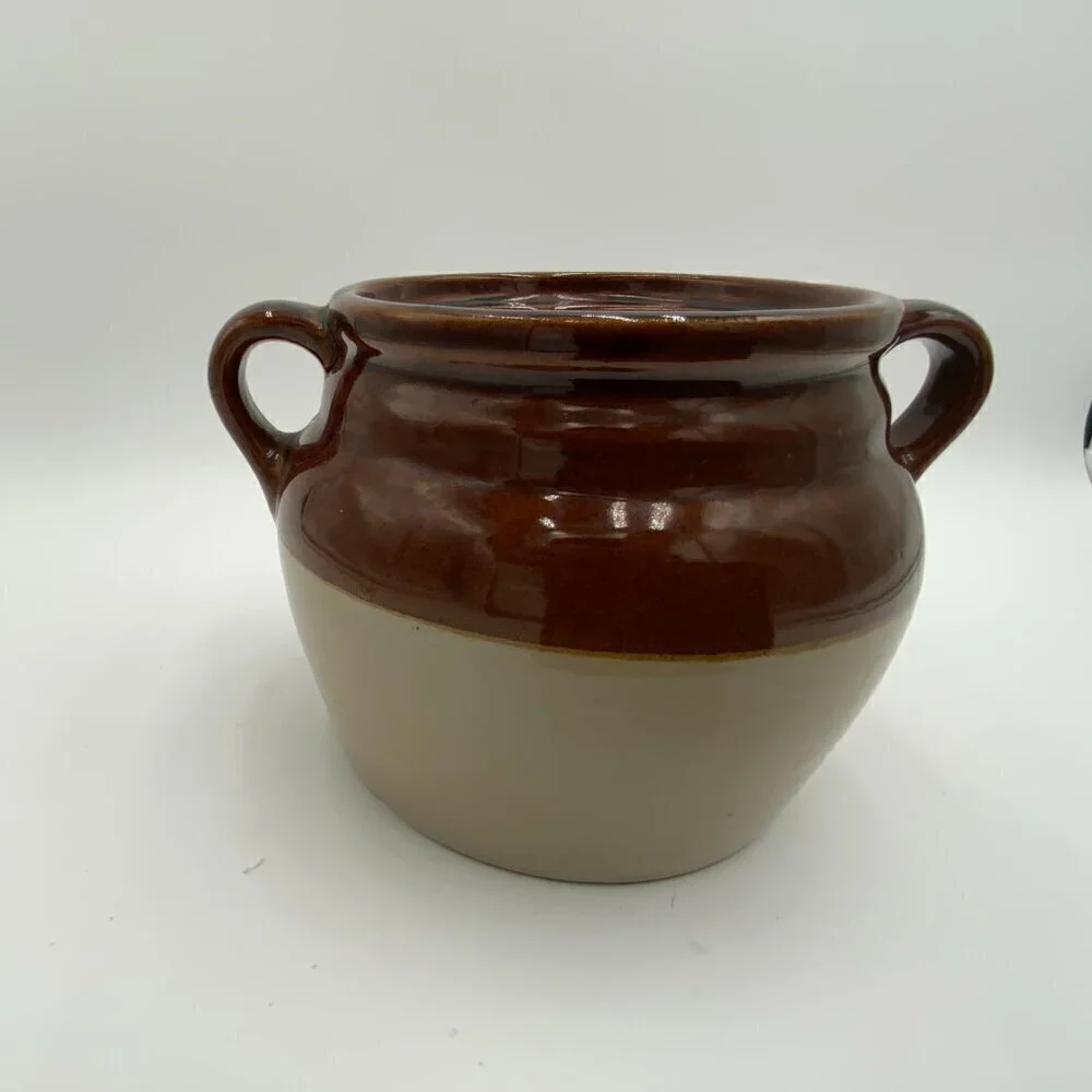 Vintage B & M Baked Beans Stoneware Bean Pot Only Brown Tan 0606 USA